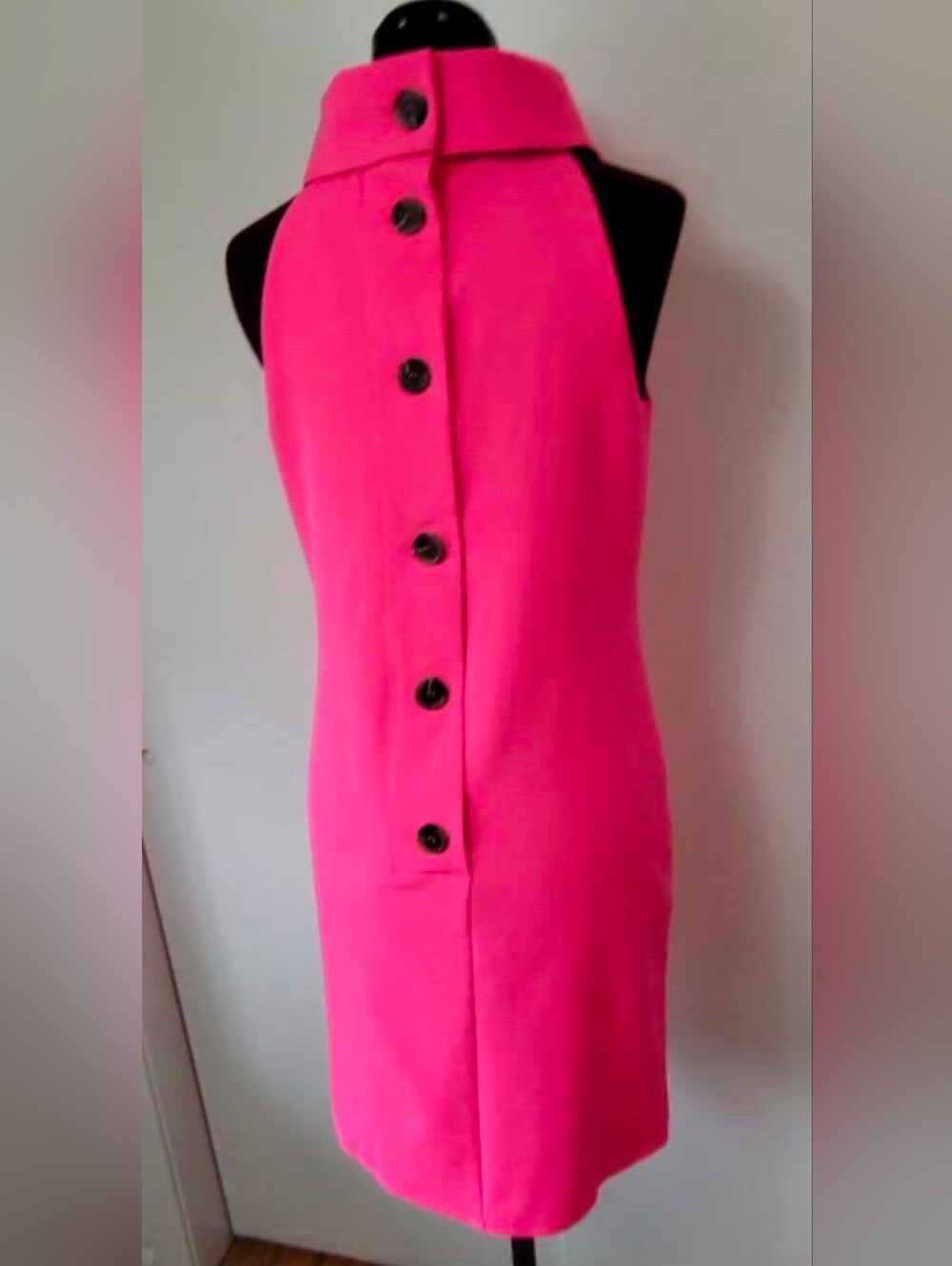 Sail to Sable Vibrant Hot Pink Button-Back Mini Dress